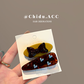 韩系醋酸椭圆形AB款 蝴蝶结鸭嘴夹in刘海侧戴碎发夹侧边夹发饰头饰