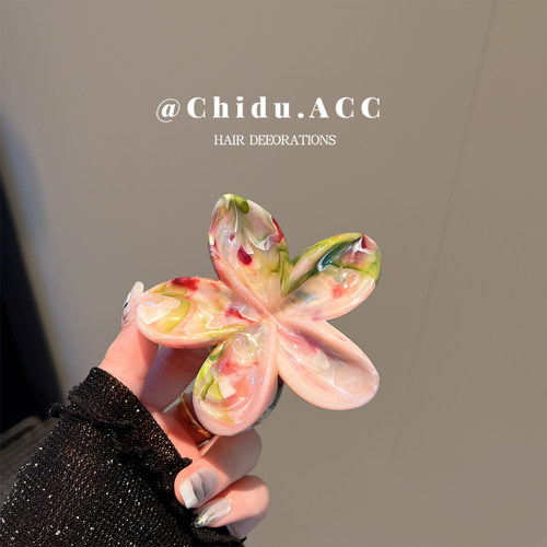 超美鸡蛋花发抓夹女度假风半扎发