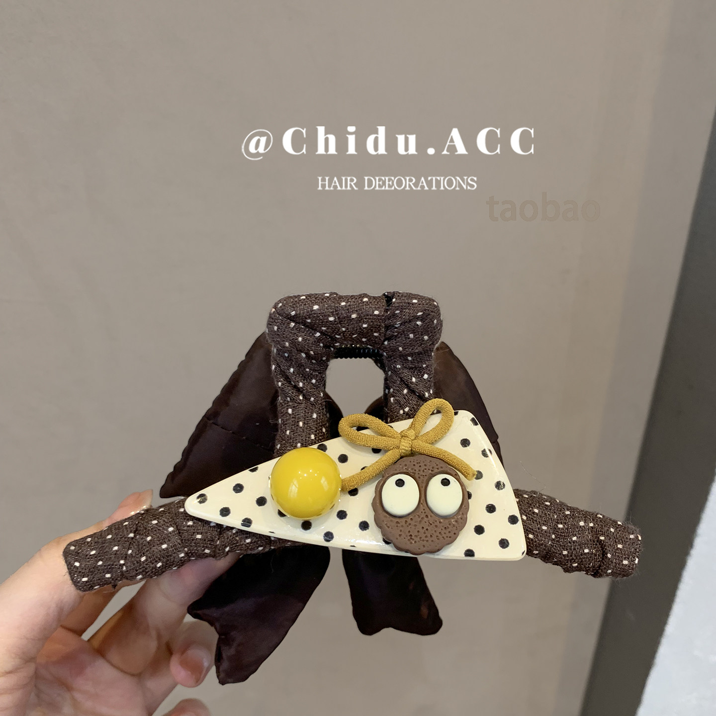 波点饼干卡通鲨鱼夹少女蝴蝶结丸子头抓夹可爱减龄盘发头饰