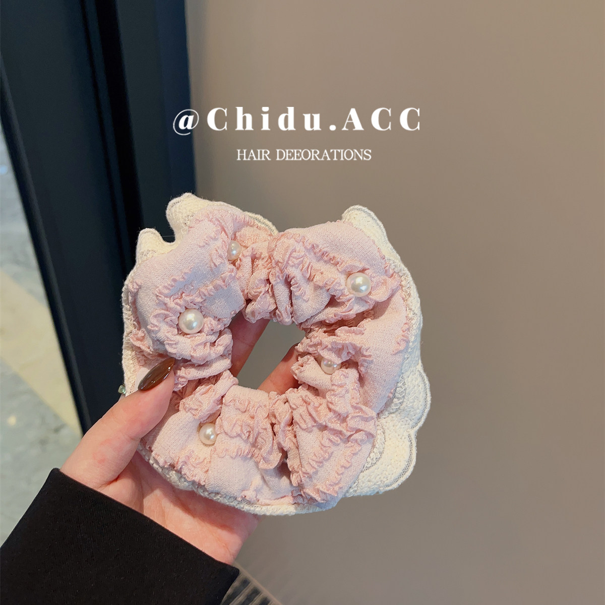 韩国新款粉色印花大肠发圈 甜美超仙高马尾头绳百搭发饰女珍珠,饰品/流行首饰/时尚饰品新,发饰,淘宝优惠券,粉丝福利购,淘宝优惠卷