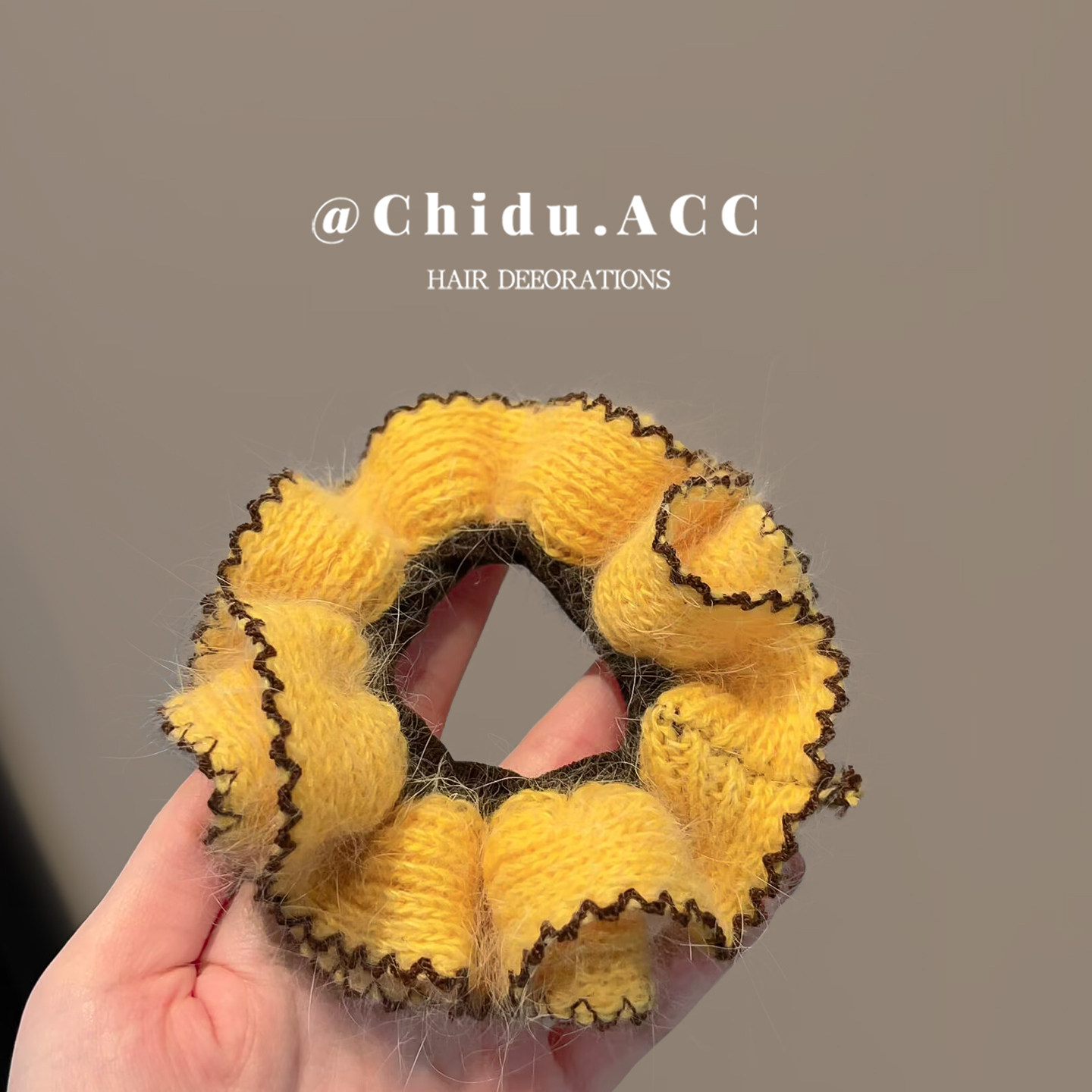 韩国东大门新款明黄色毛线编织大肠发圈复古优雅马尾头绳皮筋发饰,饰品/流行首饰/时尚饰品新,发饰,淘宝优惠券,粉丝福利购,淘宝优惠卷