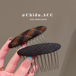 韩版新简约针织椭圆插梳子发夹女百搭刘海夹碎发夹气质头饰发饰
