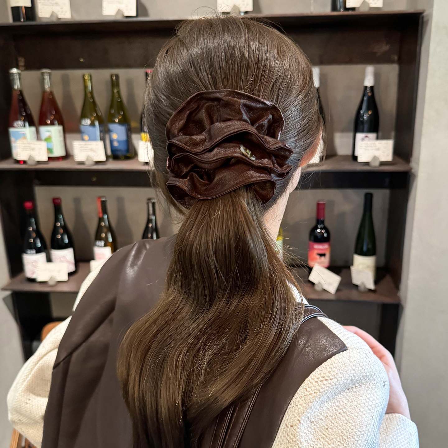 秋冬气质新款棕色皮质小蛮腰发圈高级感不伤发弹性好耐用头绳发饰