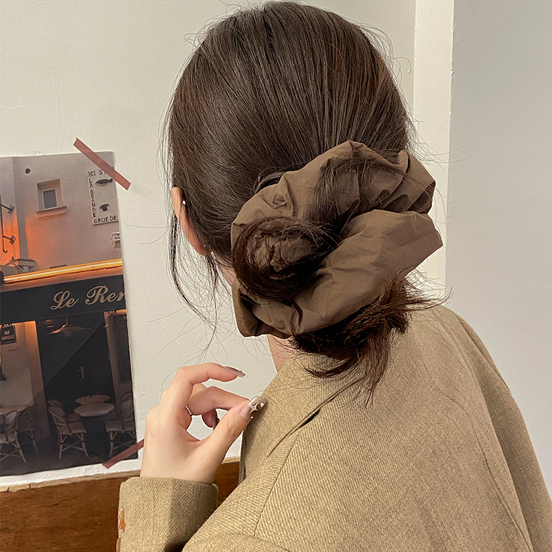 纯色大肠发圈女温柔慵懒风蓬松头绳秋冬扎头发丸子头发绳涤纶发饰