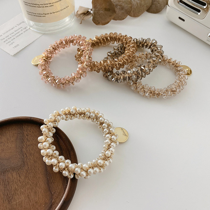 ins网红珍珠发绳气质水钻发圈简约串珠头绳女百搭扎头发皮筋发饰
