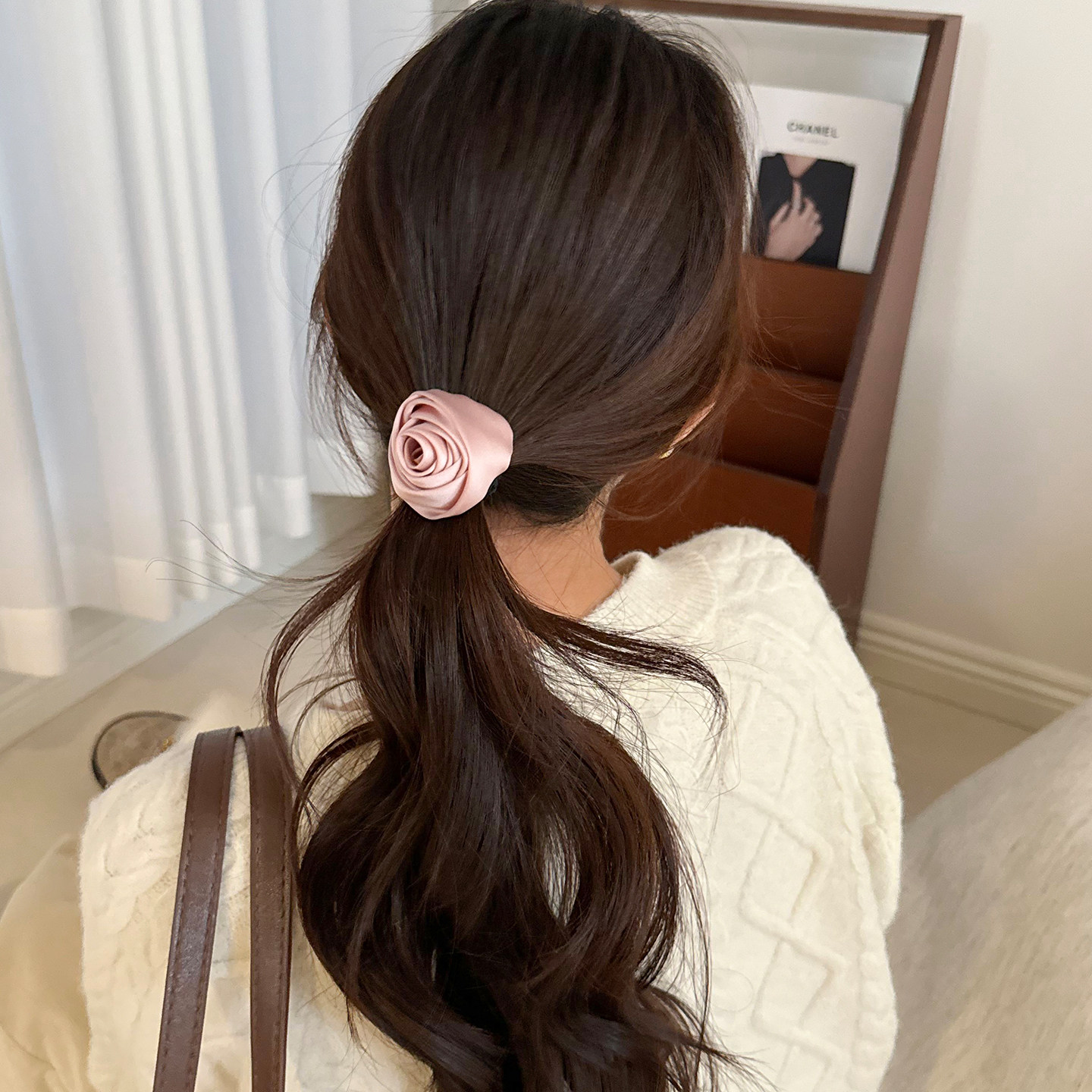 甜美风缎面粉色玫瑰花朵发绳女日常百搭气质扎头发圈马尾头绳发饰,饰品/流行首饰/时尚饰品新,发饰,淘宝优惠券,粉丝福利购,淘宝优惠卷