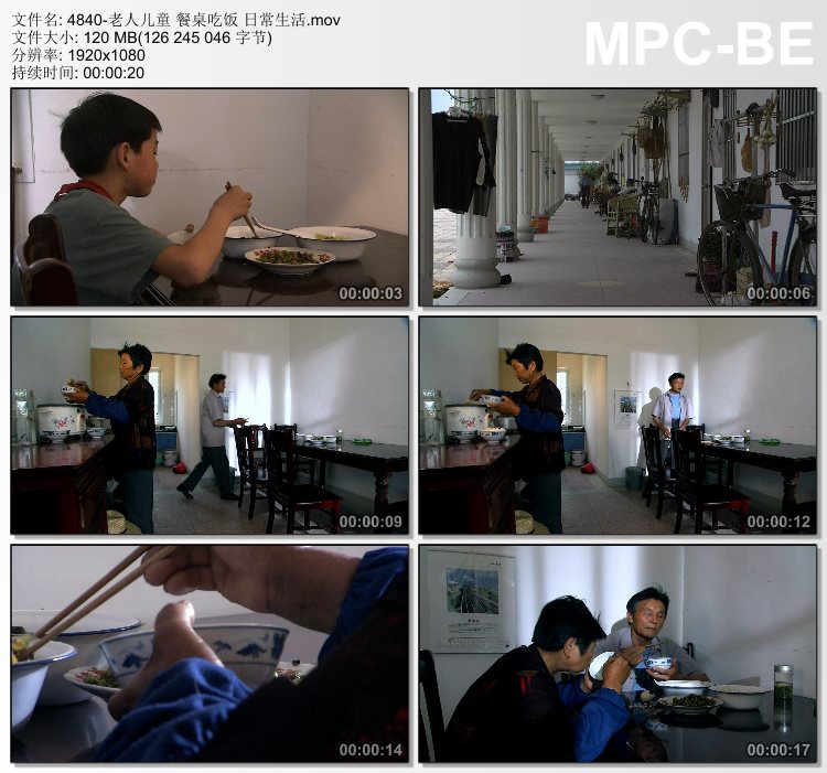 老人儿童餐桌吃饭 日常生活 高清视频素材