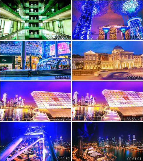 高清拍视频素材新加坡管理大学滨海湾花园酒店博物馆LV店烟花高楼