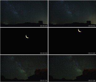 高清实拍视频素材安静的夜空日落星星月亮乌云树林建筑灯光