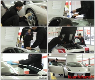 电脑自动隧道洗车烘干汽车养护人工内饰清洗打蜡高清实拍视频素材