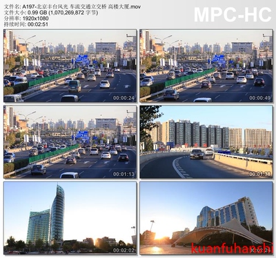 北京丰台风光 车流交通立交桥 高楼大厦 高清视频素材