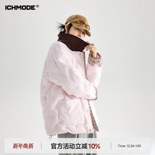 夹棉外套轻薄棉衣棉袄新款 ICH 复古撞色翻领棉服女冬季 美式 MODE
