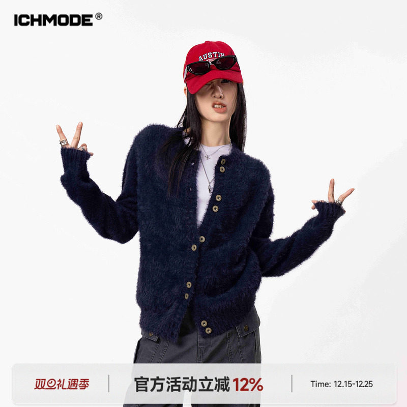 美式开衫针织衫女修身毛衣外套