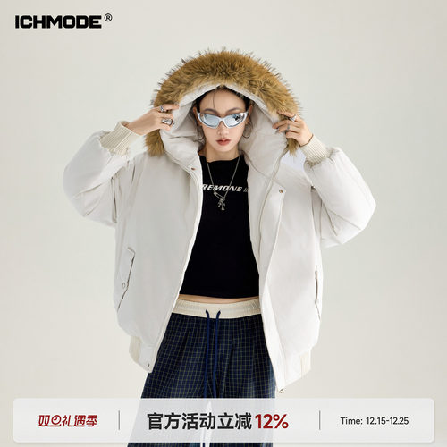 美式复古连帽派克服女冬棉服