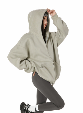 ICH MODE 美式复古连帽卫衣外套女春季宽松休闲开衫上衣2026新款