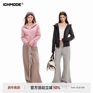 户外运动帽衫 ICHMODE 收腰外套女2026春季 条纹哈苏线短款 上衣 美式