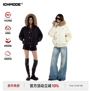 90白鸭绒毛领连帽羽绒服女冬季 美式 防寒保暖派克服外套 MODE ICH