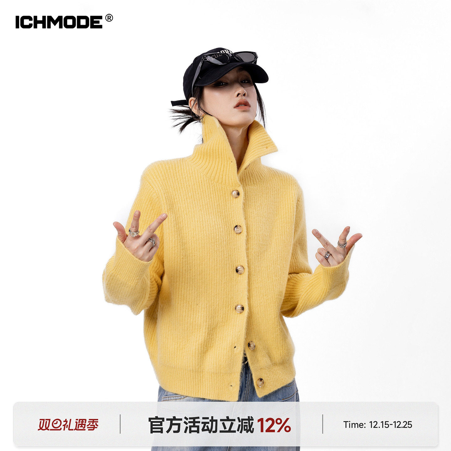 美式复古高领针织衫女毛衣外套