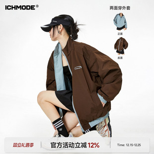 宽松休闲运动夹克上衣2026新款 ICH 外套女春季 两面穿开衫 MODE美式