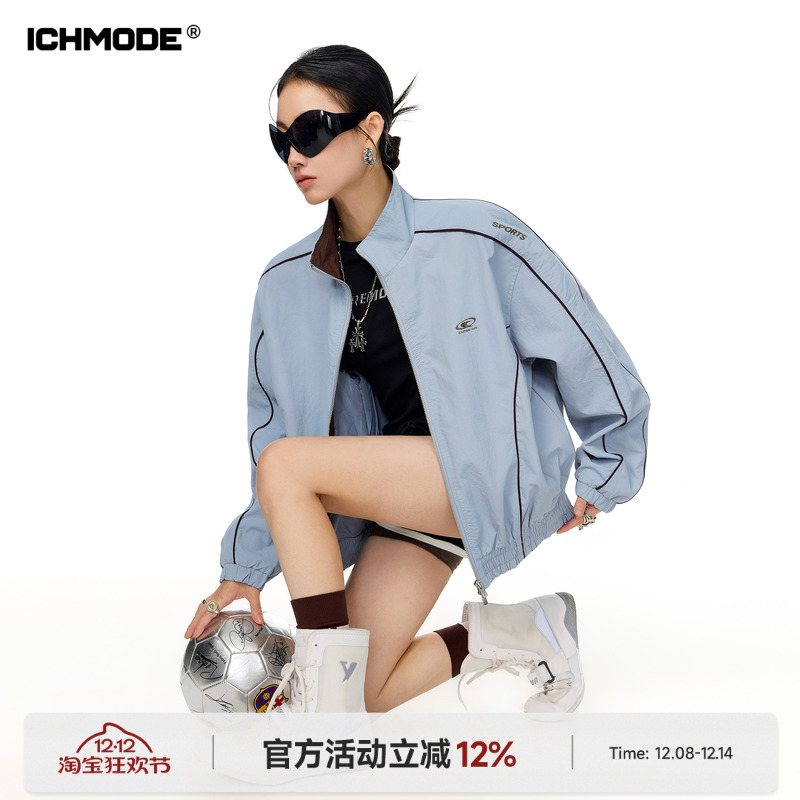 美式梭织立领短外套女夹克上衣