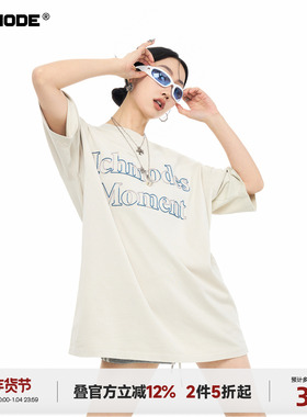 ICH MODE【1/4 官方叠加2件5折起】美式复古水洗纯棉短袖T恤女春