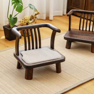 实木椅子家用小凳子榫卯久坐舒服飘窗和室茶椅榻榻米靠背座椅矮凳