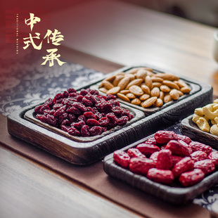 实木小托盘家用复古长方形果盘茶盘奉茶点心盘茶托杯托垫木质托盘