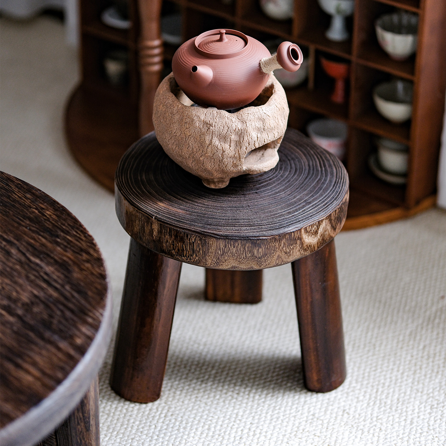 【原木不贴皮】民宿中古风小矮凳