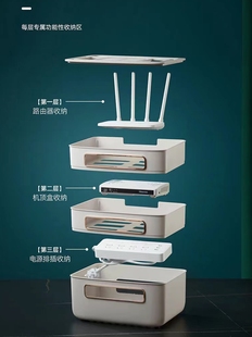 WiFi无线路由器收纳盒机顶盒桌面客厅家用电源线插线板多功能盒子