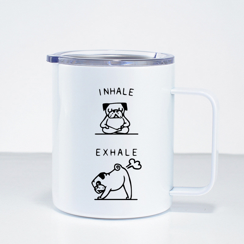 瑜伽八哥犬不锈钢杯 Yoga 马克杯