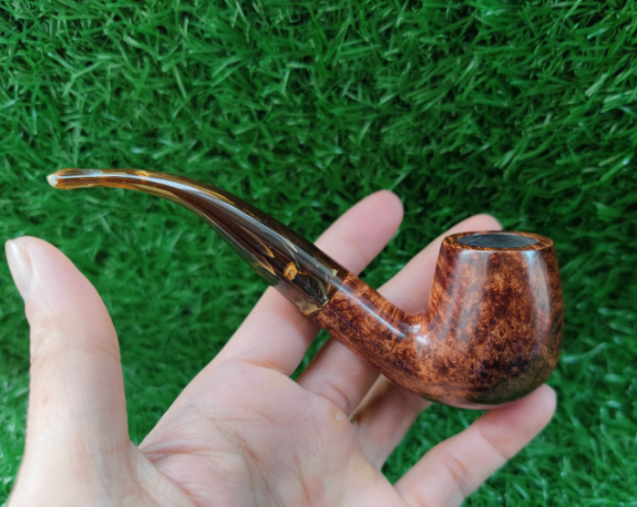 意大利进口石楠木手工实木中号9MM经典福尔摩斯弯式喷砂光面烟斗