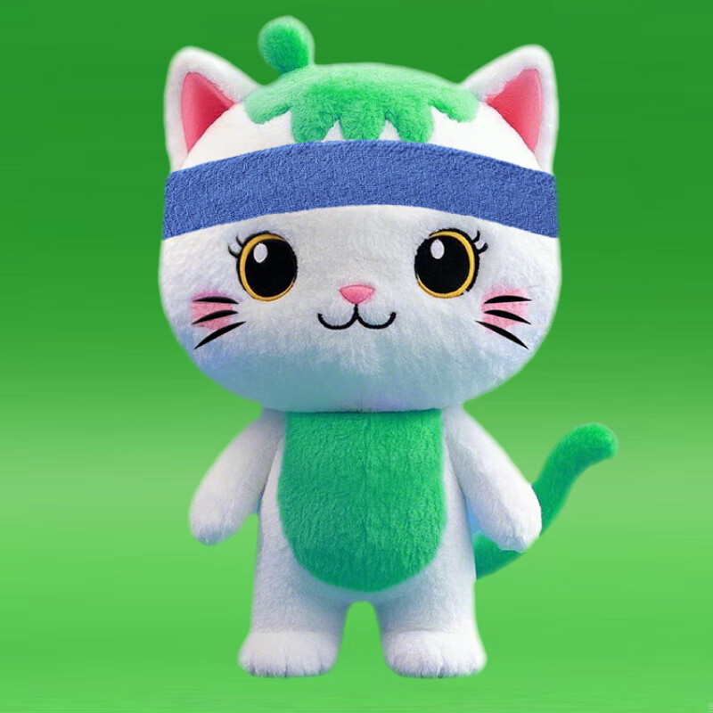 毛绒玩具绿蓝发带组合