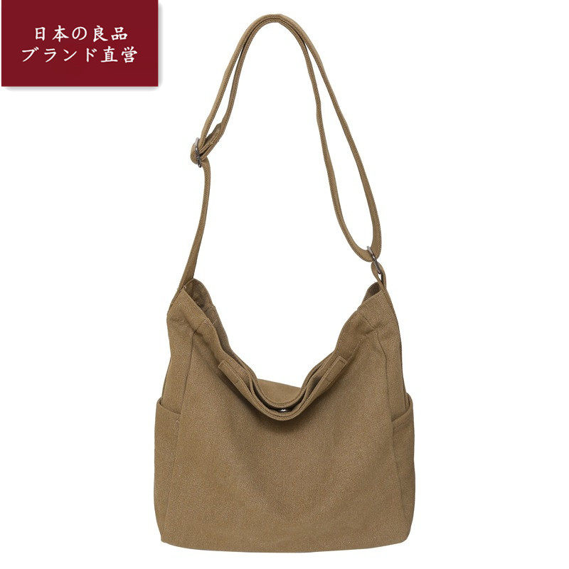 日本进口单肩包新款简约大容量复古帆布包日系休闲通勤斜挎包百搭