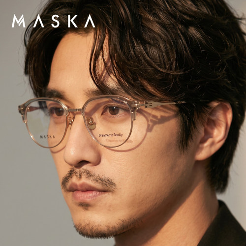 韩国MASKA眉框透明灰色眼镜框