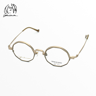 日本约翰列侬眼镜框复古金丝小圆框纯钛高度数眉框超轻眼镜架P306