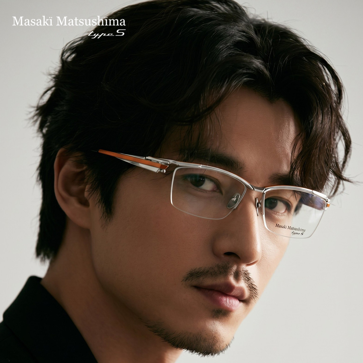 日本MASAKI松岛正树眼镜框男款纯钛大脸半框眉线框眼镜架MFT5112