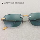 Lunetterie Generale墨镜18K金镀金超轻纯钛无框太阳镜WABI SABI