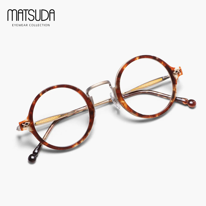 日本Matsuda纯钛圆框超轻眼镜架