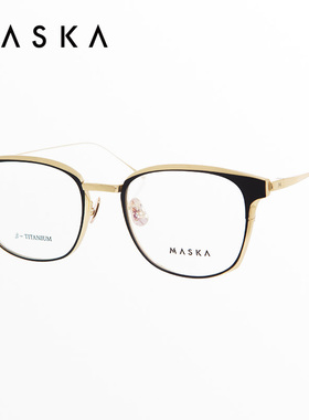 韩国MASKA眼镜框男款方框金边黑色纯钛超轻韩版商务眼镜架THIERRY