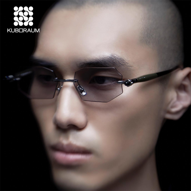 KUBORAUM多边形切边商务无框眼镜