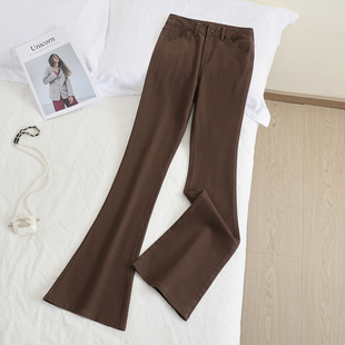 高腰微喇牛仔裤女秋季2025年新款设计感大码显瘦修身弹力喇叭裤子