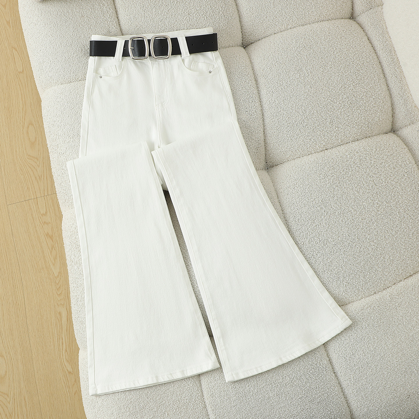 白色不贴腿微喇牛仔裤女2025秋冬新款高腰修身显瘦弹力拖地喇叭裤,女装/女士精品,牛仔裤,淘宝优惠券,粉丝福利购,淘宝优惠卷