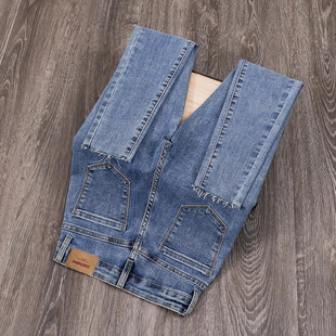 子 显瘦弹力九分铅笔小脚裤 高腰加绒牛仔裤 女2025春秋高腰紧身修身