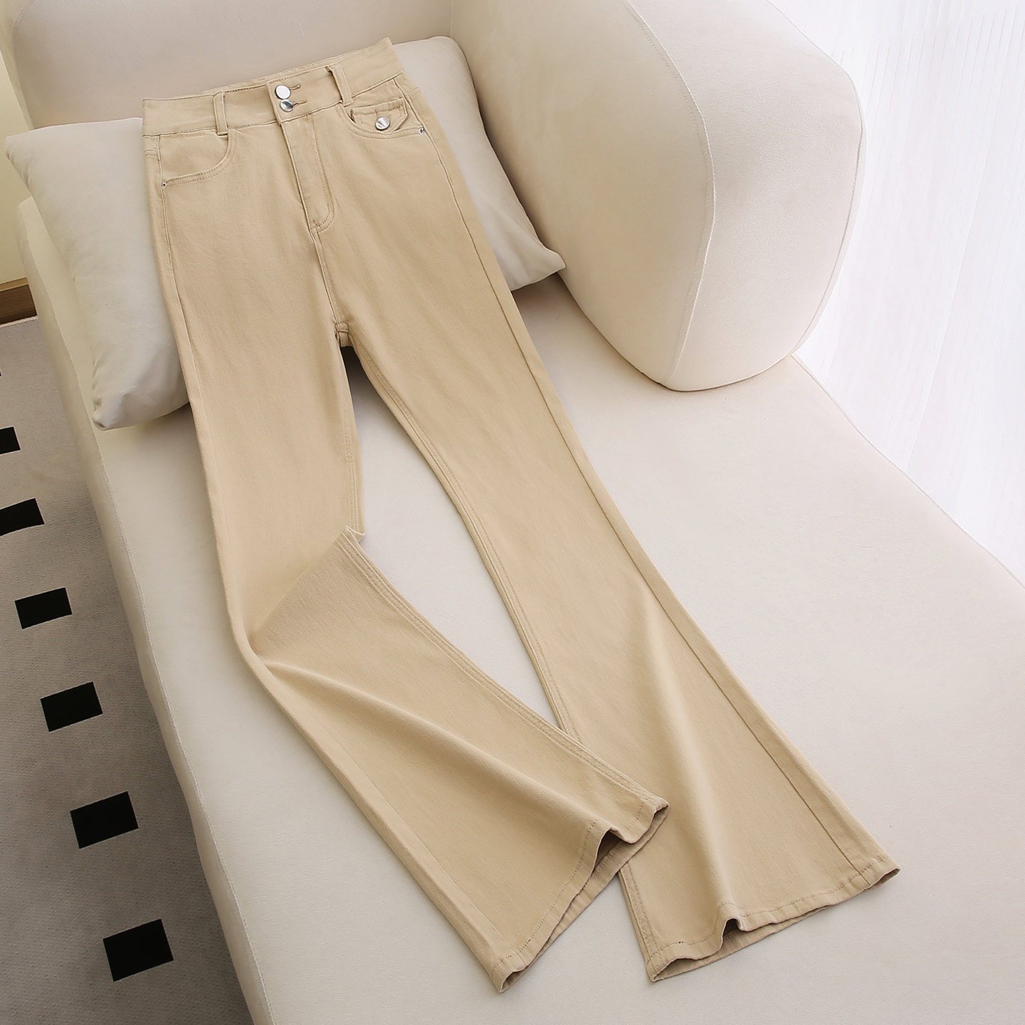 卡其色微喇牛仔裤女2025年秋冬新款高腰宽松显瘦小个子喇叭裤子,女装/女士精品,牛仔裤,淘宝优惠券,粉丝福利购,淘宝优惠卷