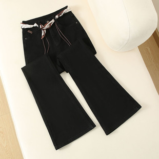 美式复古紧身微喇牛仔裤女2025秋冬新款高腰修身显瘦小个子喇叭裤