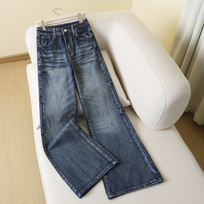 美式复古低腰微喇牛仔裤女2025