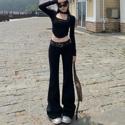 美式高街微喇牛仔裤女2025