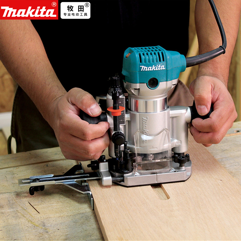 牧田makita调速电木铣修边机小型雕刻机铝塑板修边机rt0700c木工