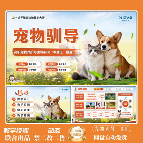 国金教师教学技能创新大赛宠物训导PPT模板高校答辩竞赛联合出品