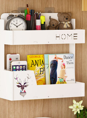 宿舍床头置物架壁挂免打孔卧室学生开学墙上放手机收纳盒神器书架